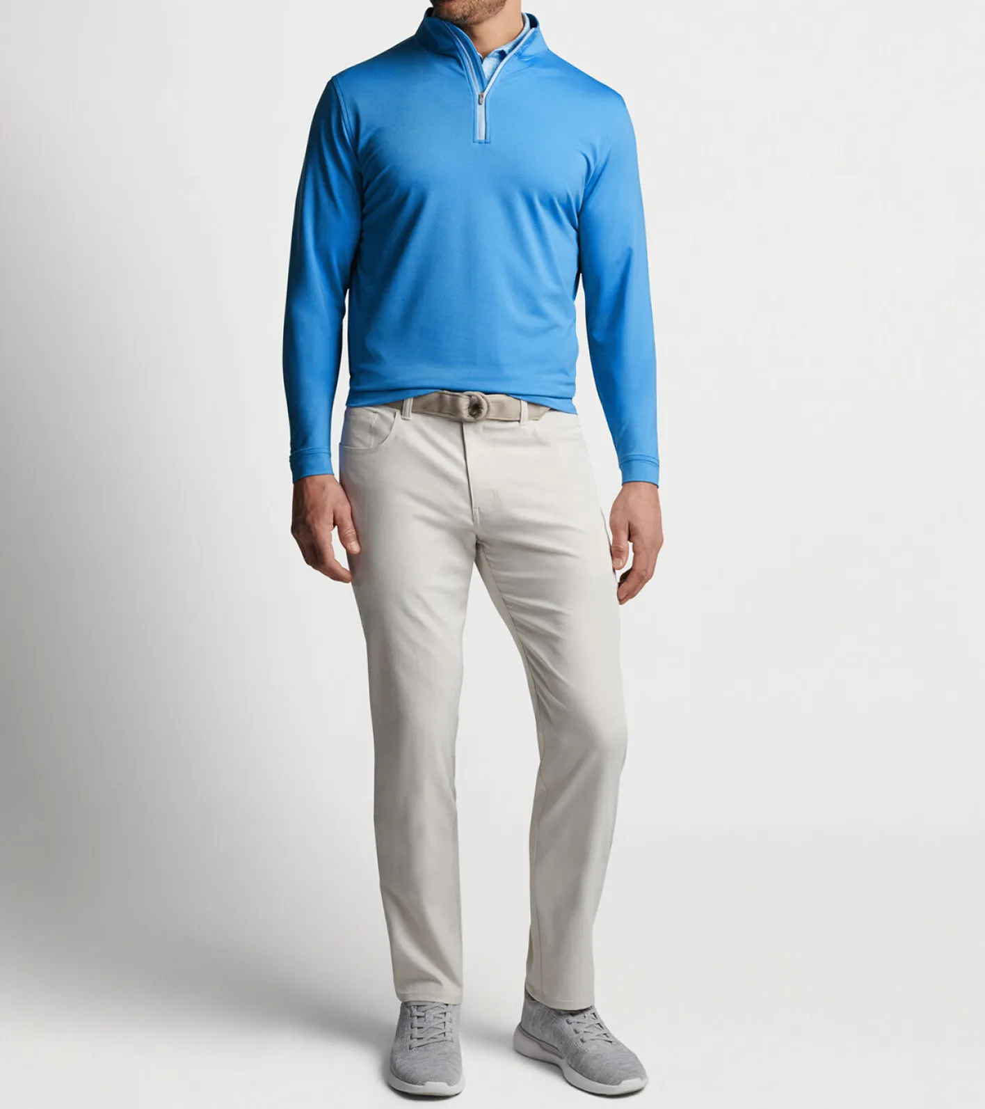 Outlet Peter Millar Perth Mélange Performance Quarter-Zip Beach Glass
