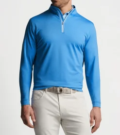 Outlet Peter Millar Perth Mélange Performance Quarter-Zip Beach Glass