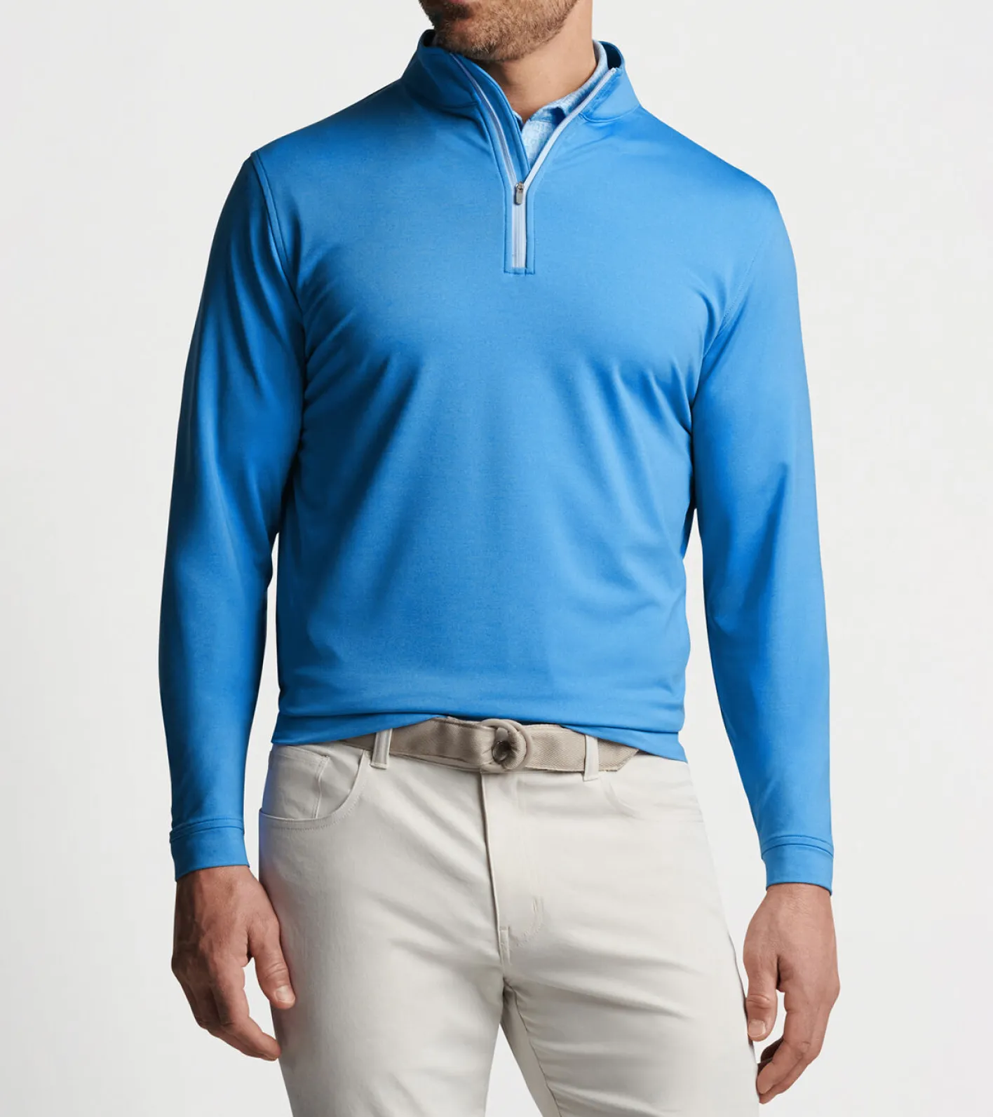 Outlet Peter Millar Perth Mélange Performance Quarter-Zip Beach Glass