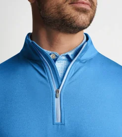 Outlet Peter Millar Perth Mélange Performance Quarter-Zip Beach Glass