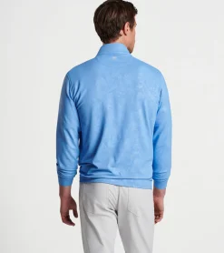 New Peter Millar Perth Shadow Stripe Floral Performance Quarter-Zip Bonnet