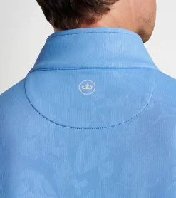 New Peter Millar Perth Shadow Stripe Floral Performance Quarter-Zip Bonnet