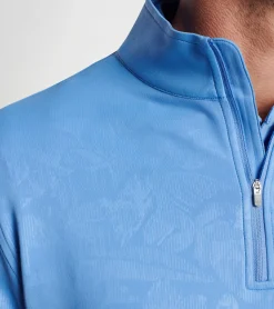 New Peter Millar Perth Shadow Stripe Floral Performance Quarter-Zip Bonnet