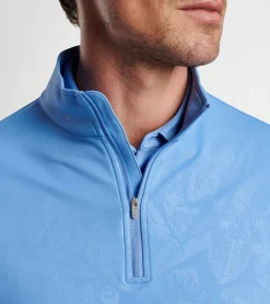 New Peter Millar Perth Shadow Stripe Floral Performance Quarter-Zip Bonnet