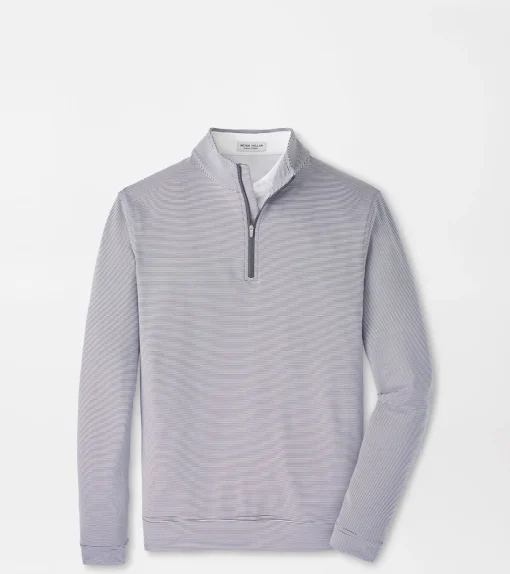 Discount Peter Millar Perth Sugar Stripe Performance Quarter-Zip Cottage Blue/White