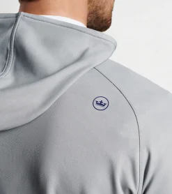 Fashion Peter Millar Pine Logo Camo Performance Hoodie Gale Grey