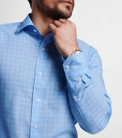 Fashion Peter Millar Pitney Cotton Sport Shirt Tahoe Blue