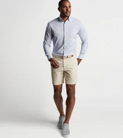 Sale Peter Millar Polk Performance Twill Sport Shirt Cottage Blue