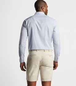 Sale Peter Millar Polk Performance Twill Sport Shirt Cottage Blue