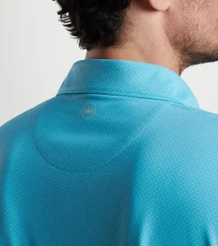 Discount Peter Millar Regent Geo Performance Jersey Polo Turquoise