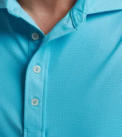 Discount Peter Millar Regent Geo Performance Jersey Polo Turquoise