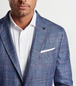 Sale Peter Millar Roseville Windowpane Soft Jacket BLUE PEARL