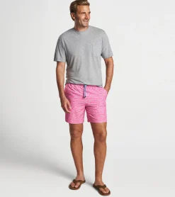Outlet Peter Millar School Of Fish Swim Trunk PINK RUBY