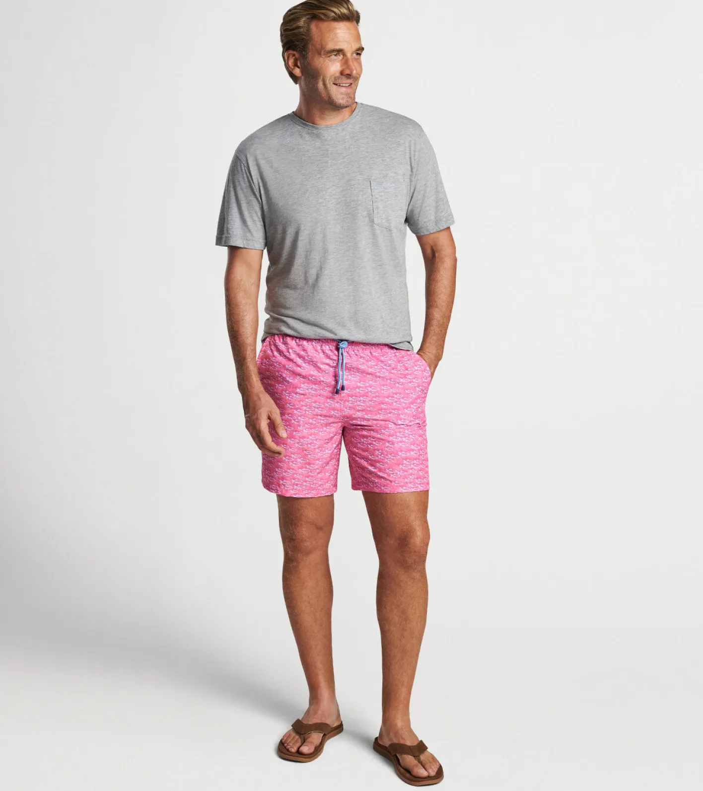 Outlet Peter Millar School Of Fish Swim Trunk PINK RUBY