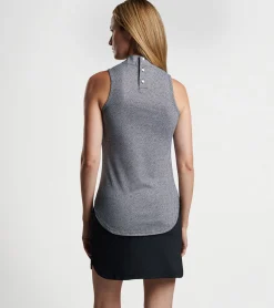 Sale Peter Millar Scottie Hexagons Print Sleeveless Mock Neck Shell Black