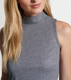 Sale Peter Millar Scottie Hexagons Print Sleeveless Mock Neck Shell Black