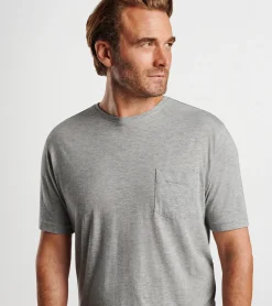 New Peter Millar Seaside Pocket Tee Coastal Grey