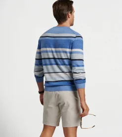 Outlet Peter Millar Serene Multi-Color Crew Tahoe Blue