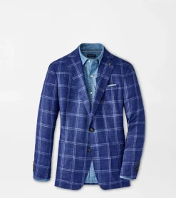 Discount Peter Millar Sola Windowpane Soft Jacket Atlantic Blue