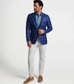 Discount Peter Millar Sola Windowpane Soft Jacket Atlantic Blue