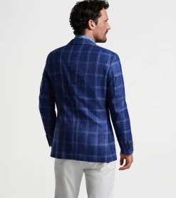 Discount Peter Millar Sola Windowpane Soft Jacket Atlantic Blue