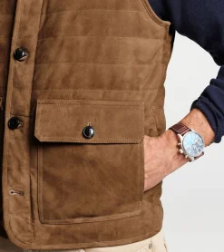 Clearance Peter Millar Suede Greenwich Vest Birchwood