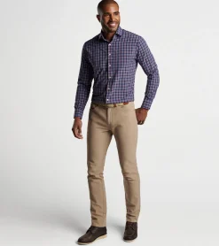 Best Peter Millar Sylvan Performance Poplin Sport Shirt Navy