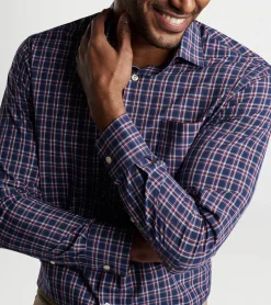 Best Peter Millar Sylvan Performance Poplin Sport Shirt Navy