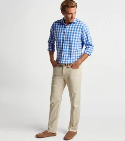 Hot Peter Millar Van Ness Performance Poplin Sport Shirt Cape Blue