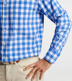 Hot Peter Millar Van Ness Performance Poplin Sport Shirt Cape Blue