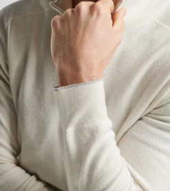 Fashion Peter Millar Voyager Cashmere-Silk Saddle Shoulder Quarter-Zip FAWN