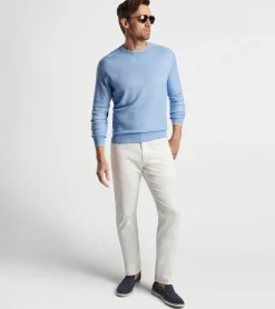 Discount Peter Millar Voyager Cashmere-Silk Saddle Shoulder Crew Gale Grey