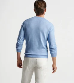 Discount Peter Millar Voyager Cashmere-Silk Saddle Shoulder Crew Gale Grey