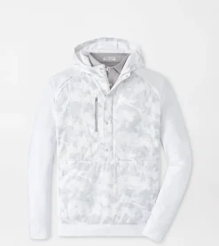 Sale Peter Millar Weld Brushstroke Camo Half Snap Hoodie White