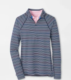Fashion Peter Millar Women's Raglan-Sleeve Perth Metallic Stripe Layer PINWHEEL STRIPE NAVY