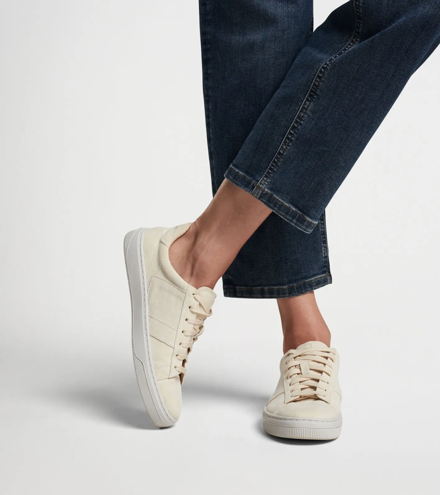 Sale Peter Millar Women's Vantage Suede Sneaker Ivory